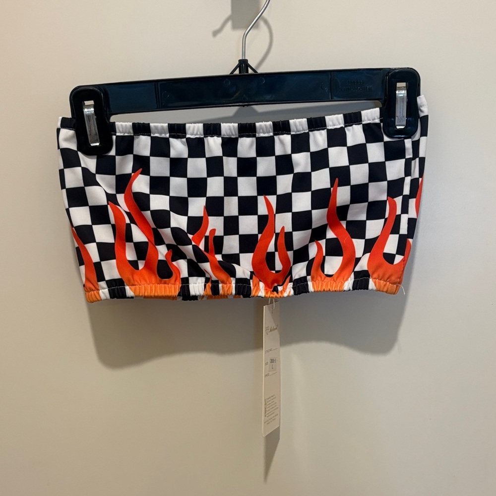 Checkerboard Flame Bandeau Top